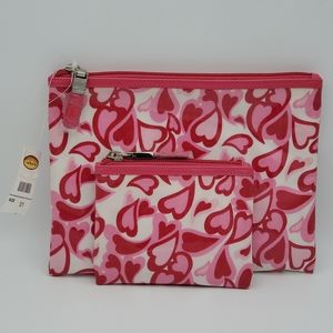 NWT 2 Heart Valentine's Day Pink Cosmetic/Travel Bags Talbots